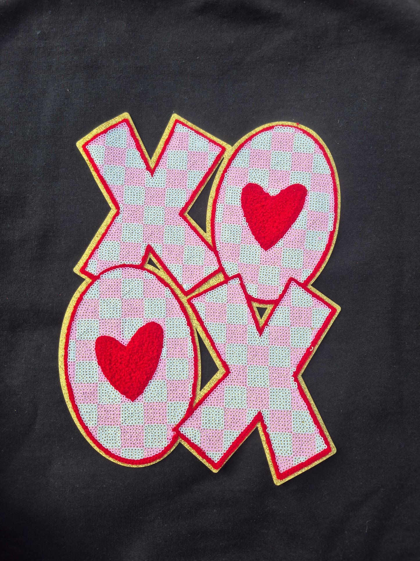 XOXO pink and red Chenille Patch