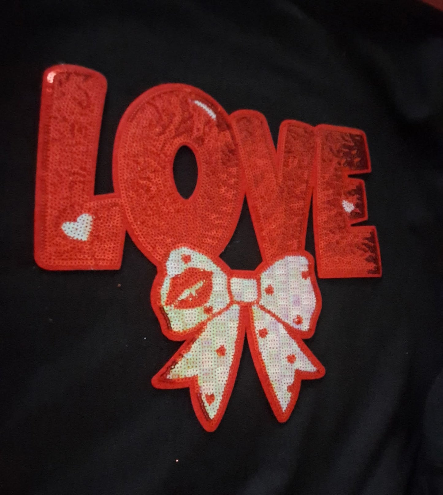 LOVE with bow Chenille Patch