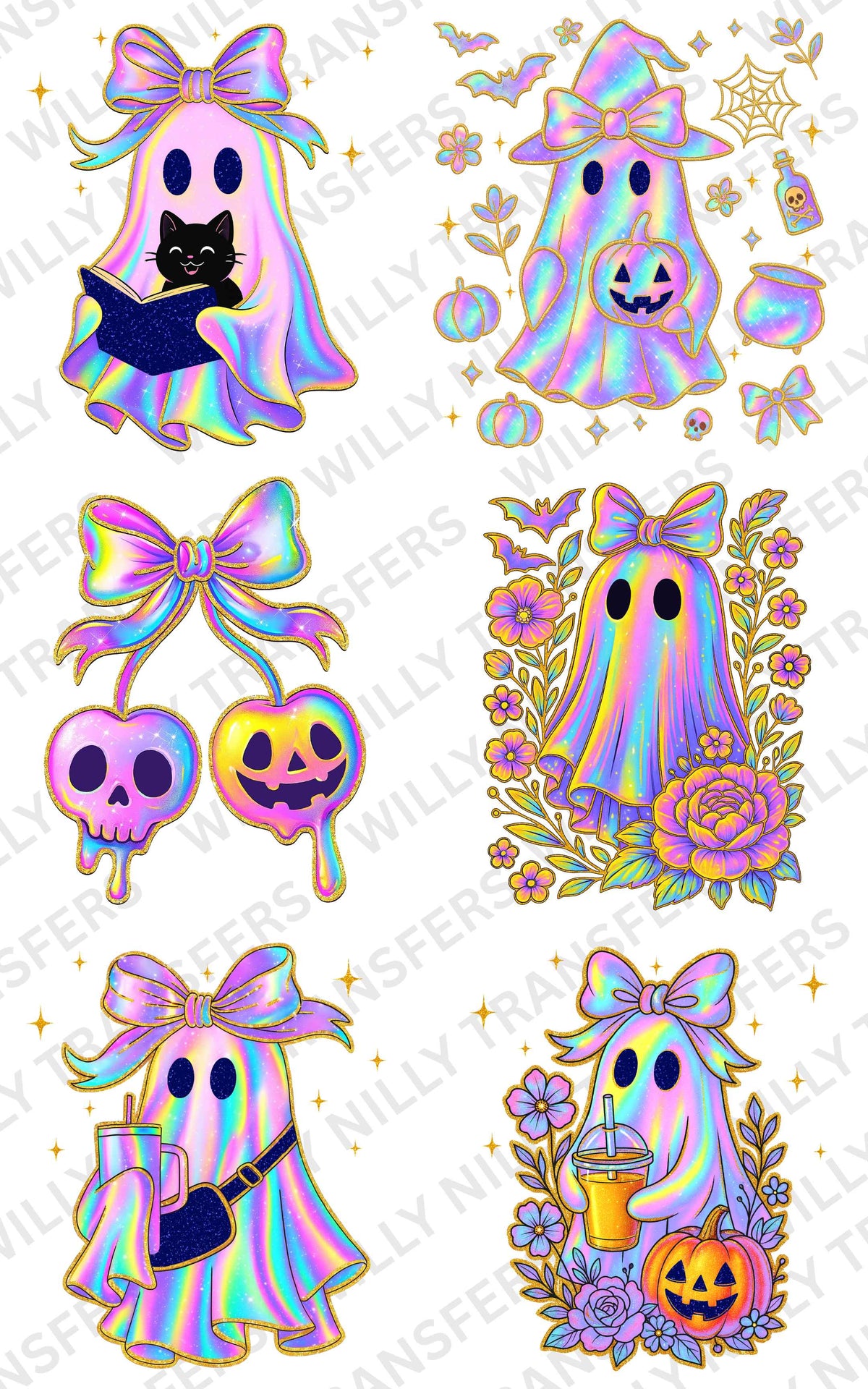 Premade Gang Sheet-Iridescent Ghosts (Adult)