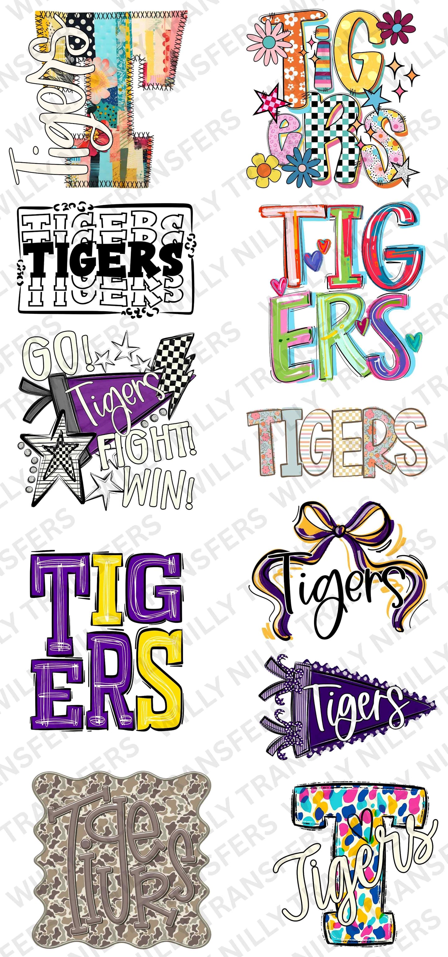 Premade 22x48 (Youth) School Spirit TIGERS (purple)