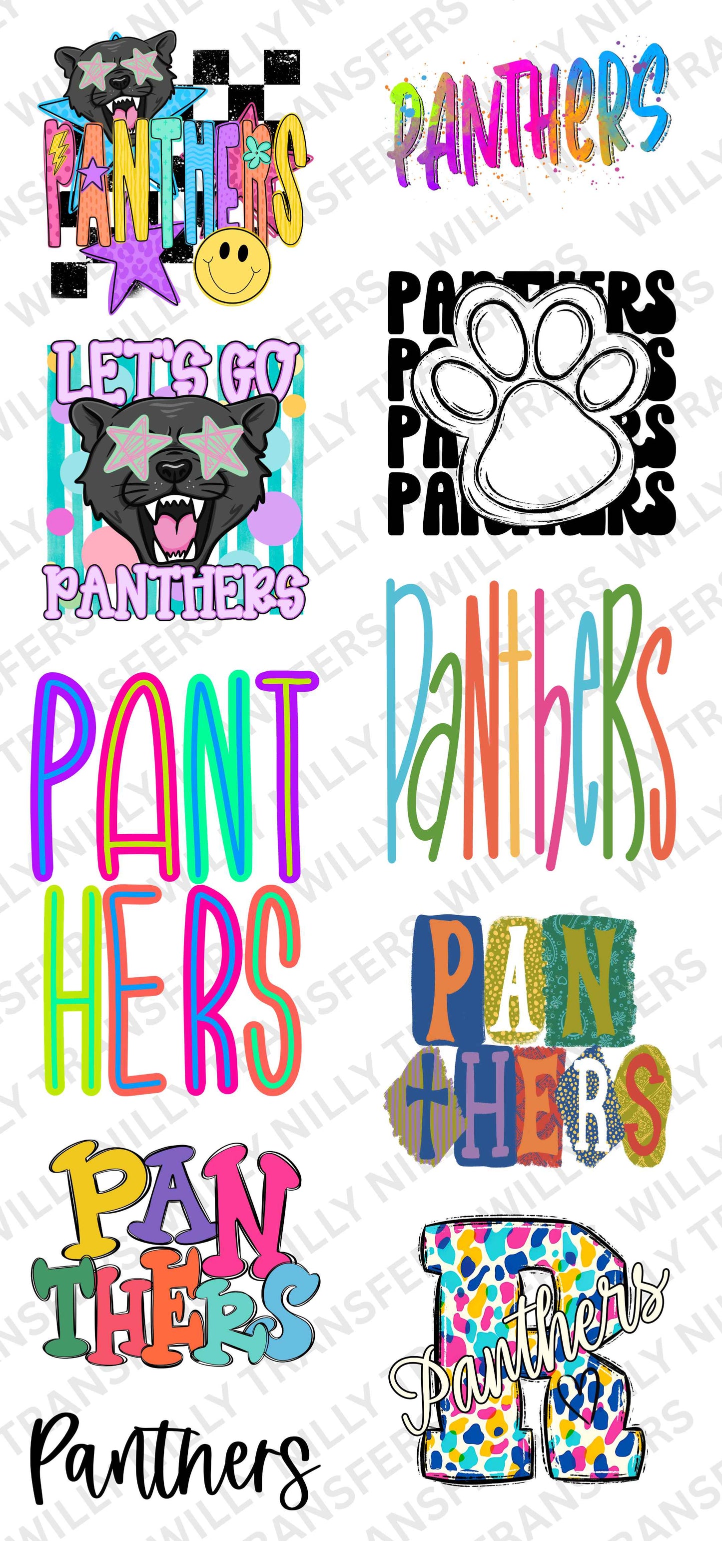 Premade DTF Gang Sheet-Let's Go PANTHERS (youth)