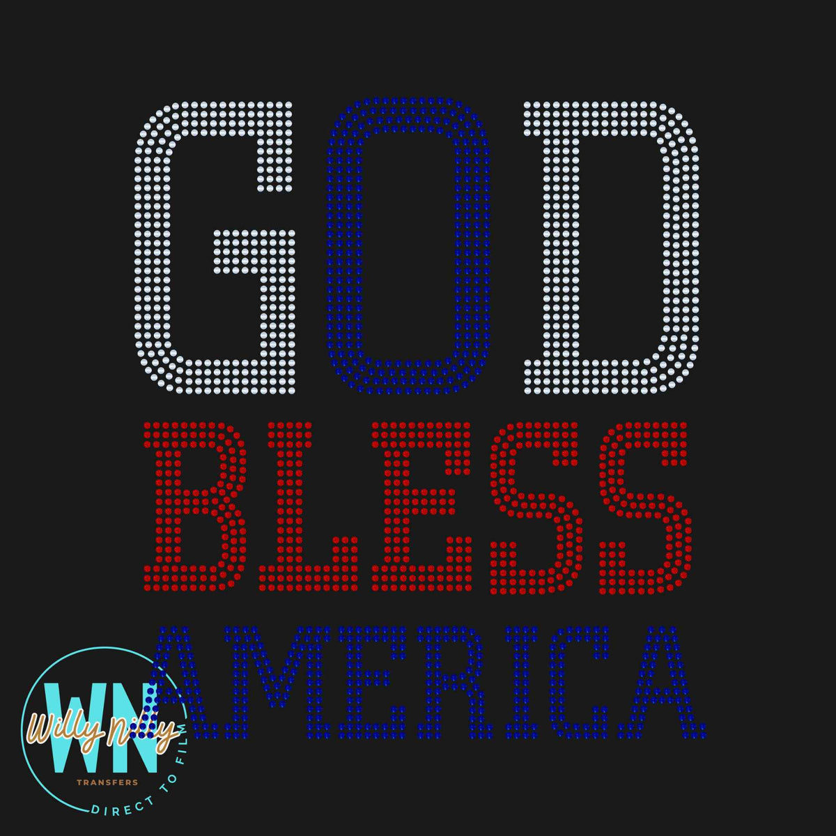 God Bless America-Ready to Press Spangle Transfer