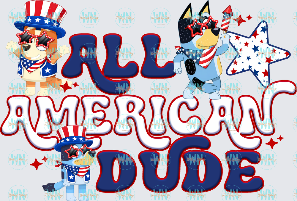 All American Dude (dog)-Ready to Press DTF Transfer
