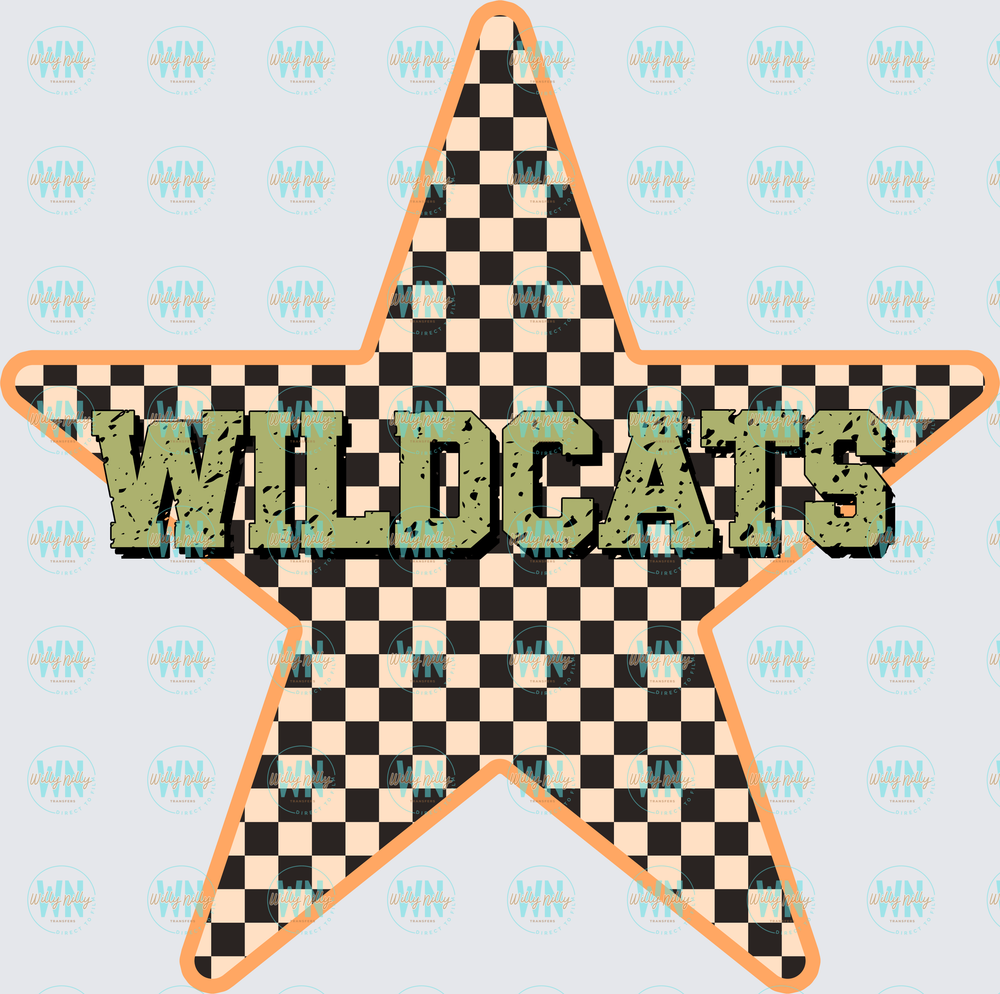 Wildcats (green with checkered star)-Ready to Press DTF Transfer