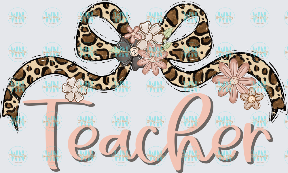 Teacher (leopard bow)-Ready to Press DTF Transfer