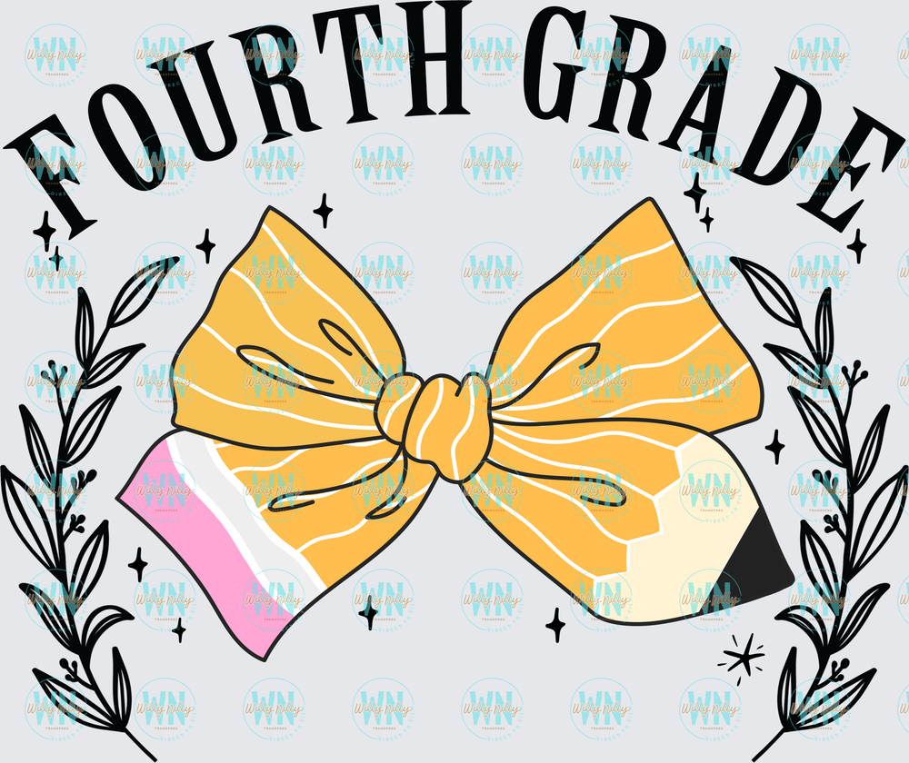 Fourth Grade (with bow)-Ready to Press DTF Transfer