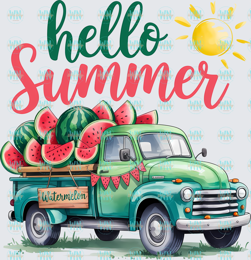 Hello Summer (watermelon truck)-Ready to Press DTF Transfer