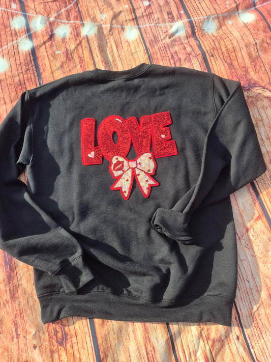 LOVE with bow Chenille Patch