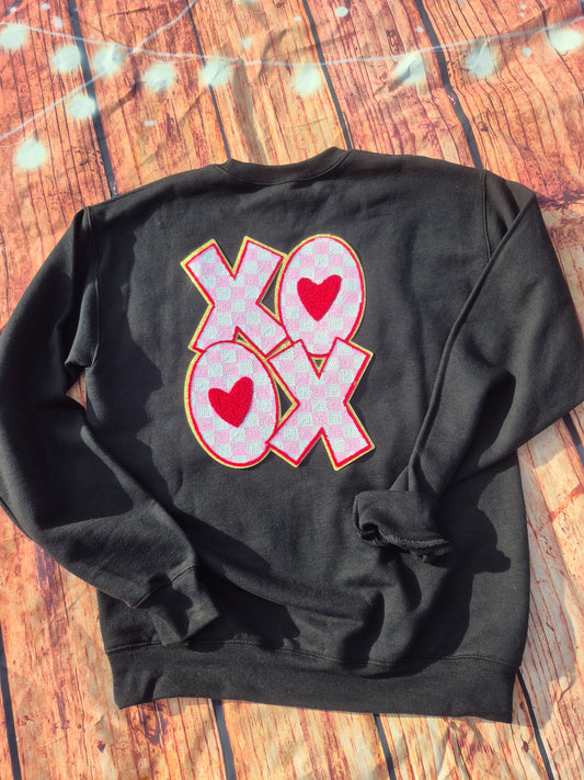 XOXO pink and red Chenille Patch