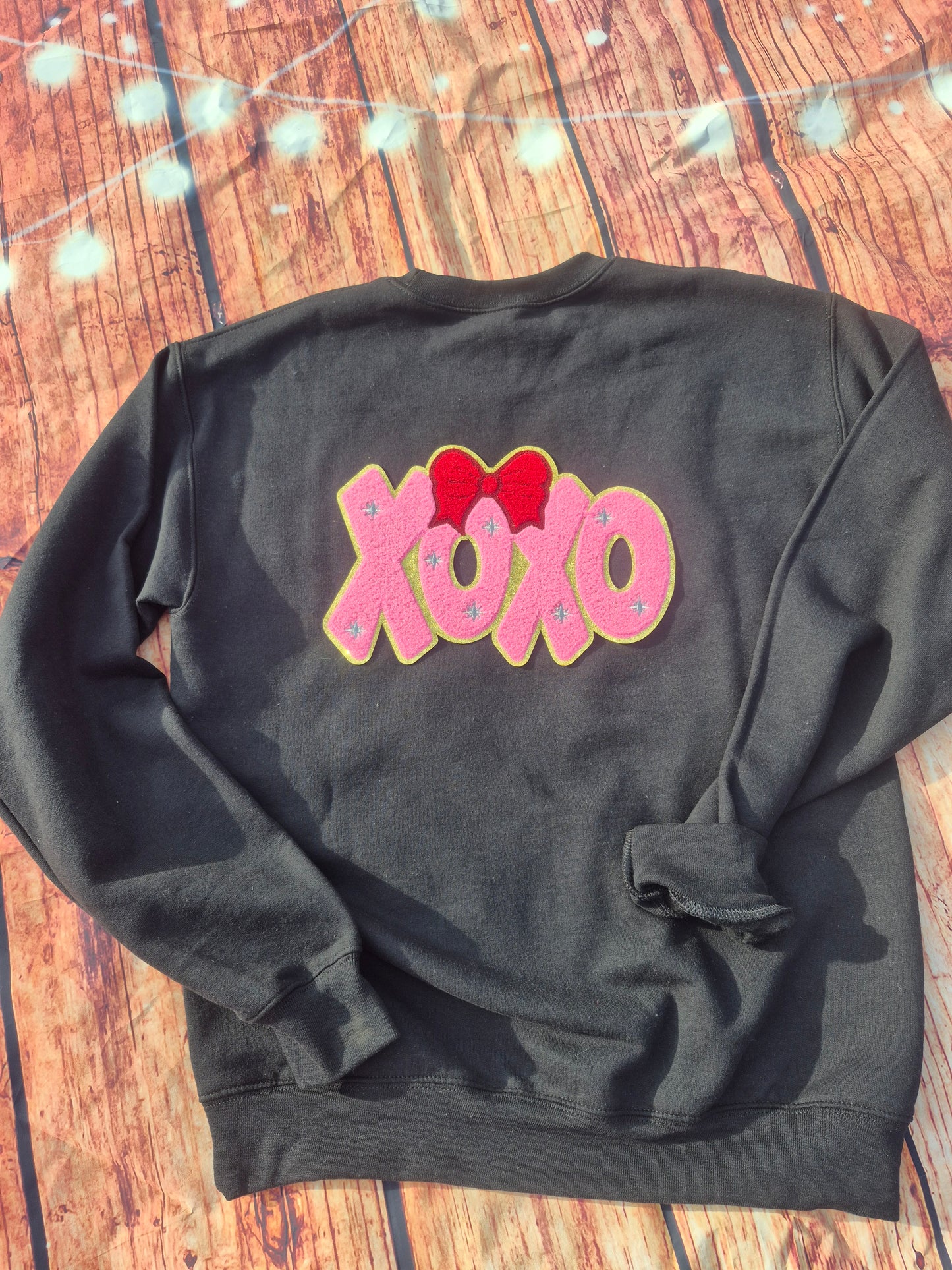 XOXO pink with red bow Chenille Patch