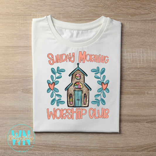 Sunday Morning Worship Club-Ready to Press DTF Transfer