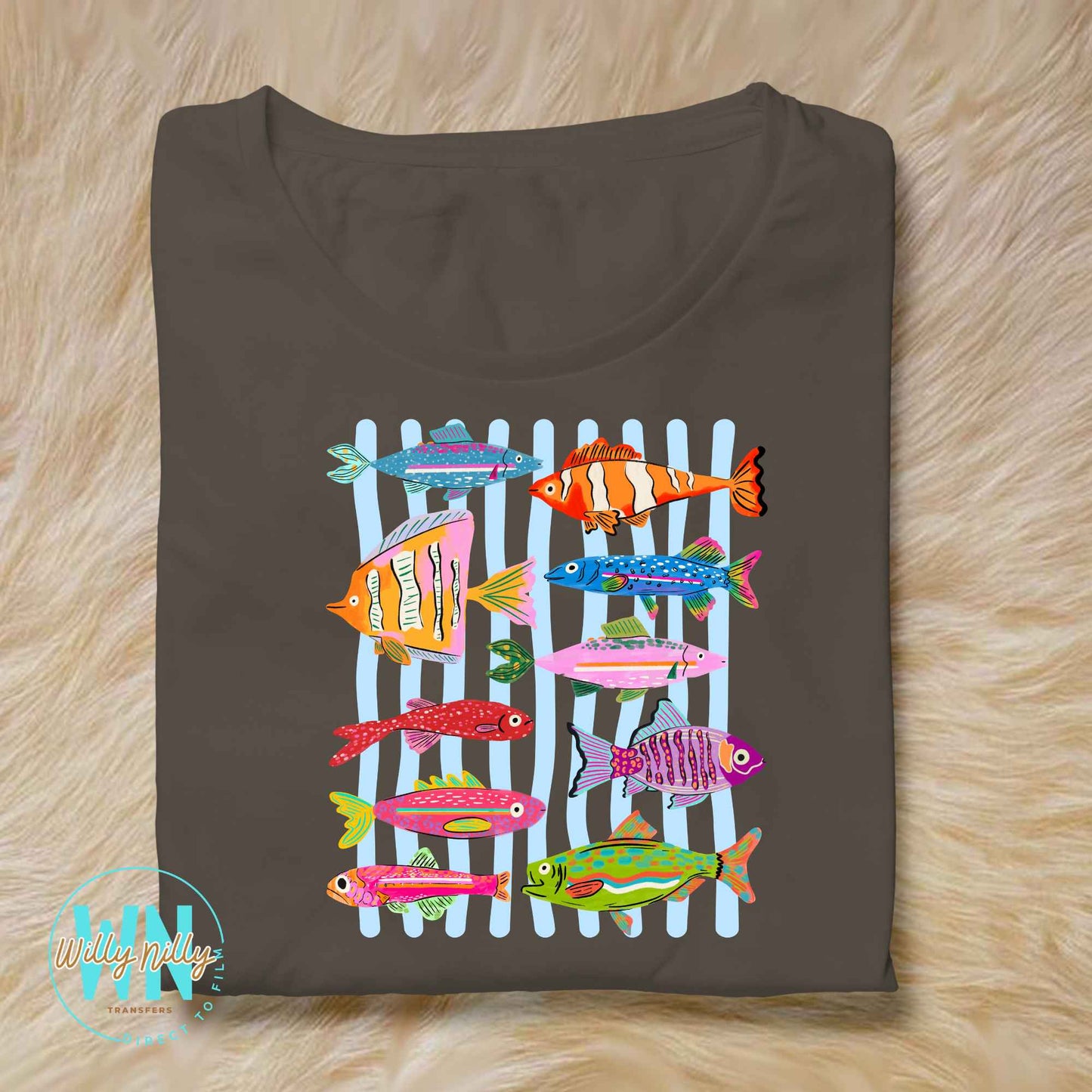 Summer Fish (blue stripes)-Ready to Press DTF Transfer