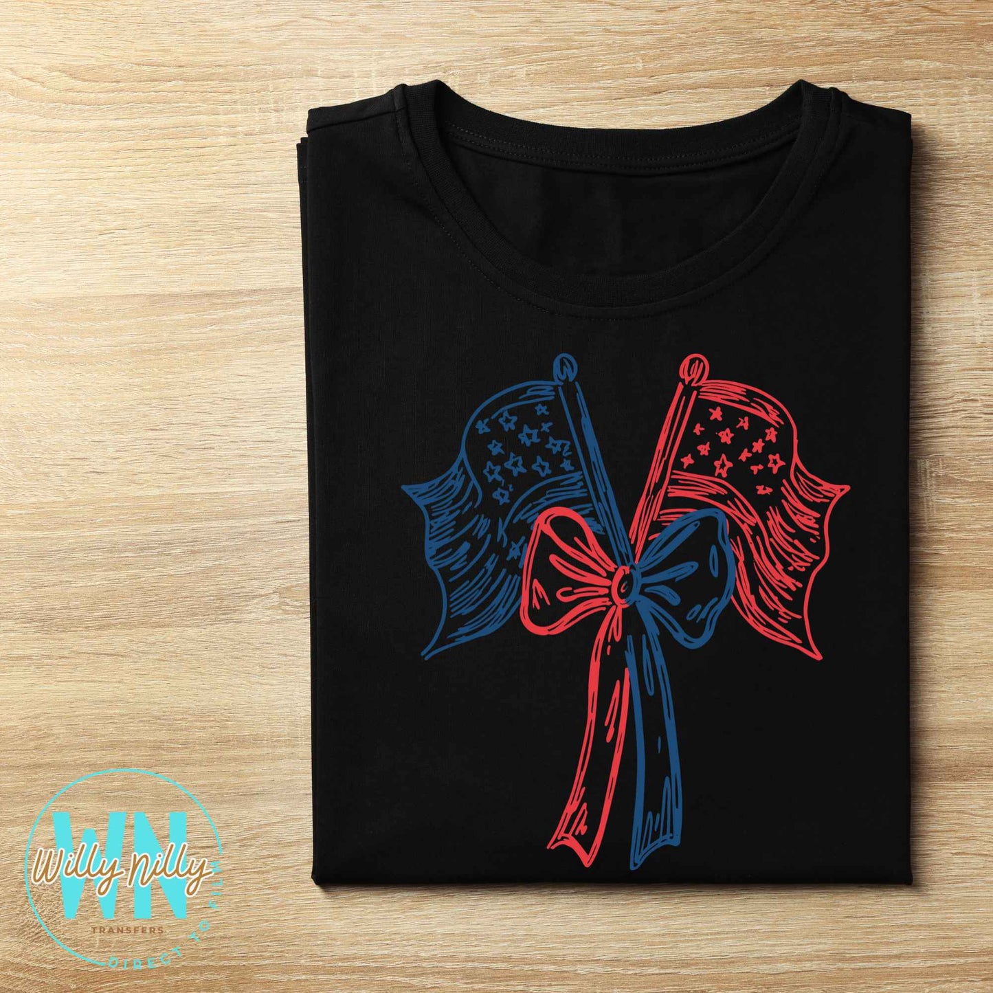 Flags and Bow-Ready to Press DTF Transfer