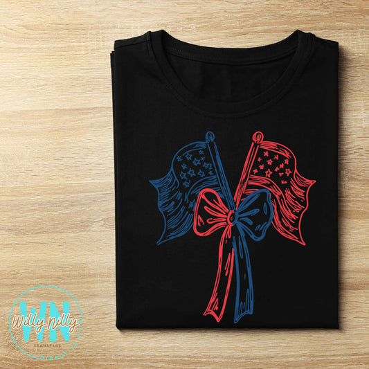 Flags and Bow-Ready to Press DTF Transfer