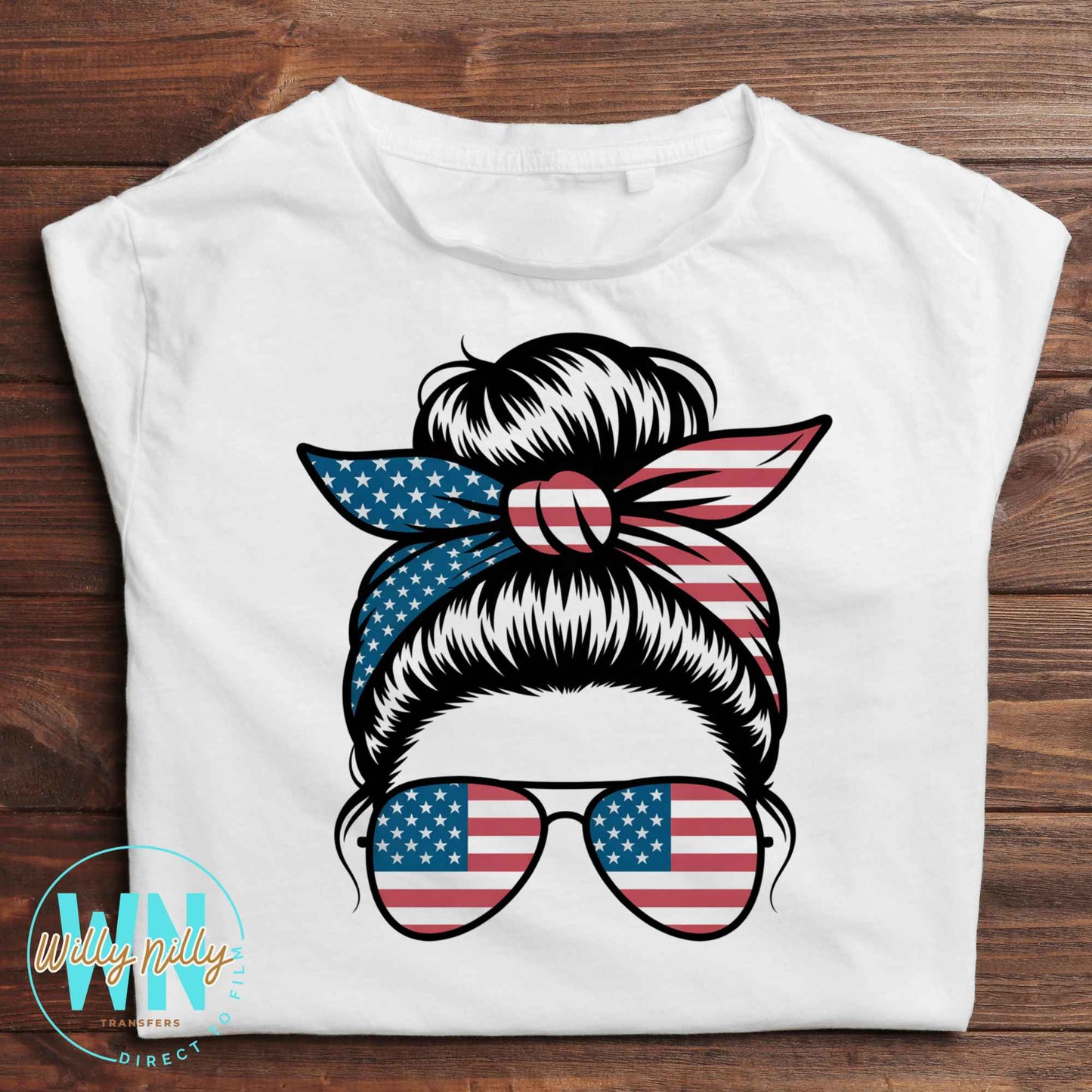 Messy Bun (patriotic)-Ready to Press DTF Transfer