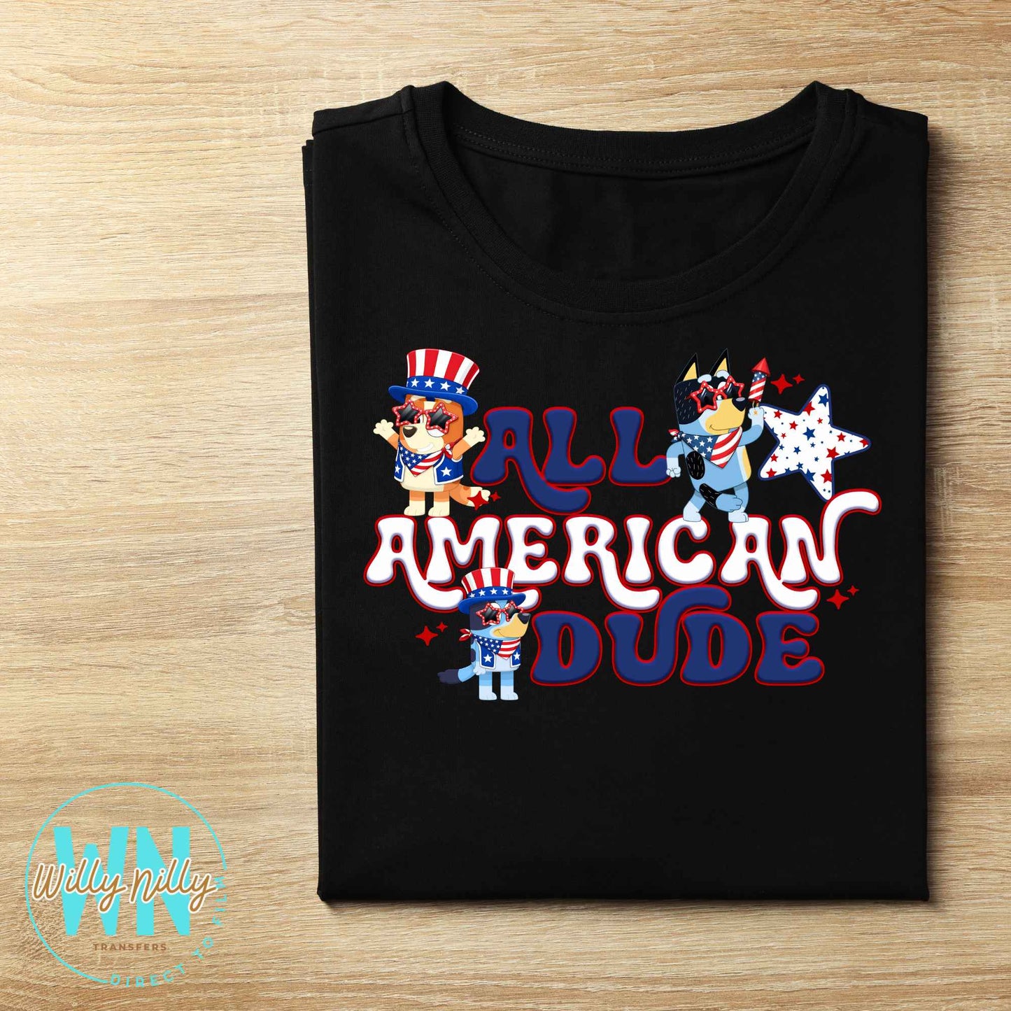 All American Dude (dog)-Ready to Press DTF Transfer