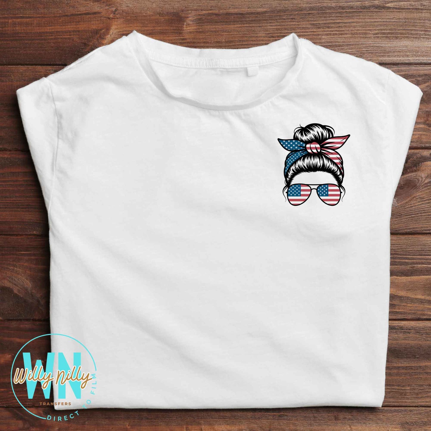 Messy Bun (patriotic)-Ready to Press DTF Transfer