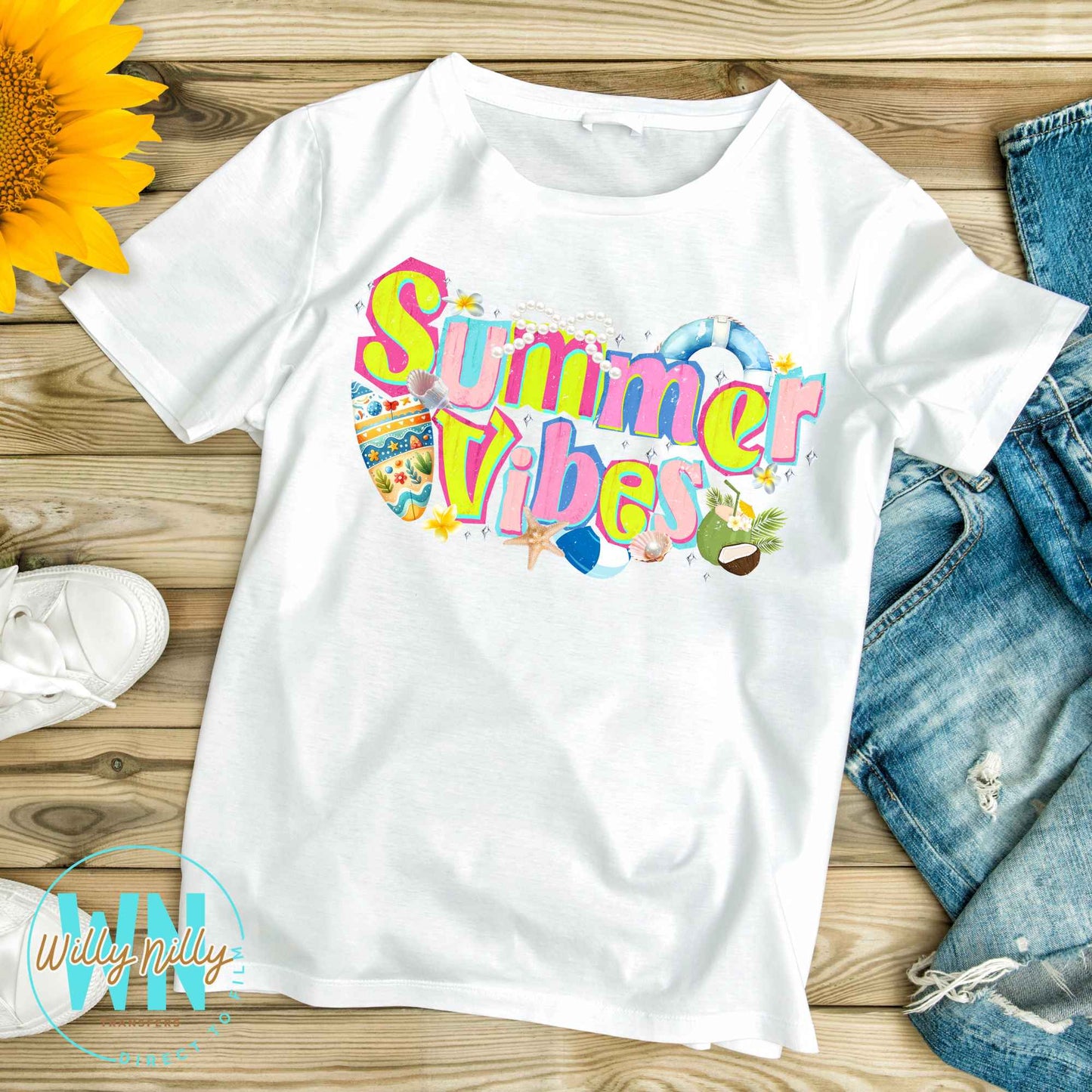 Summer Vibes (shells and pearls)-Ready to Press DTF Transfer