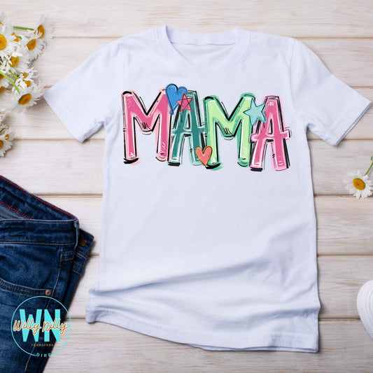 Mama (hearts and stars)-Ready to Press DTF Transfer
