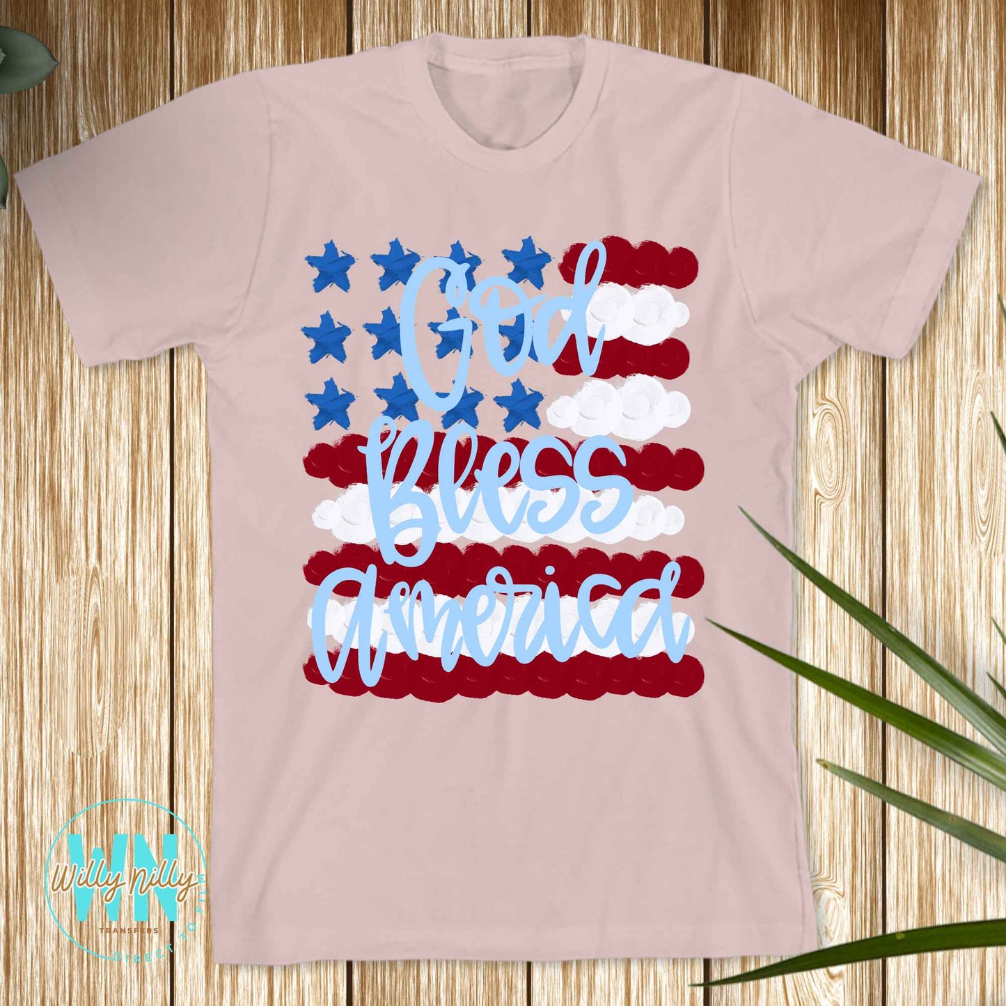 God Bless America (blue font)-Ready to Press DTF Transfer