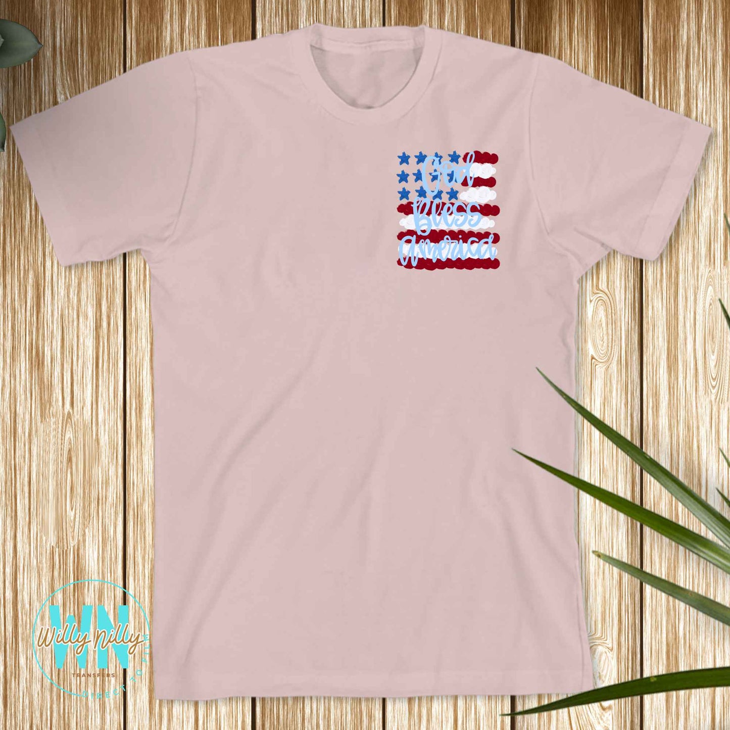 God Bless America (blue font)-Ready to Press DTF Transfer