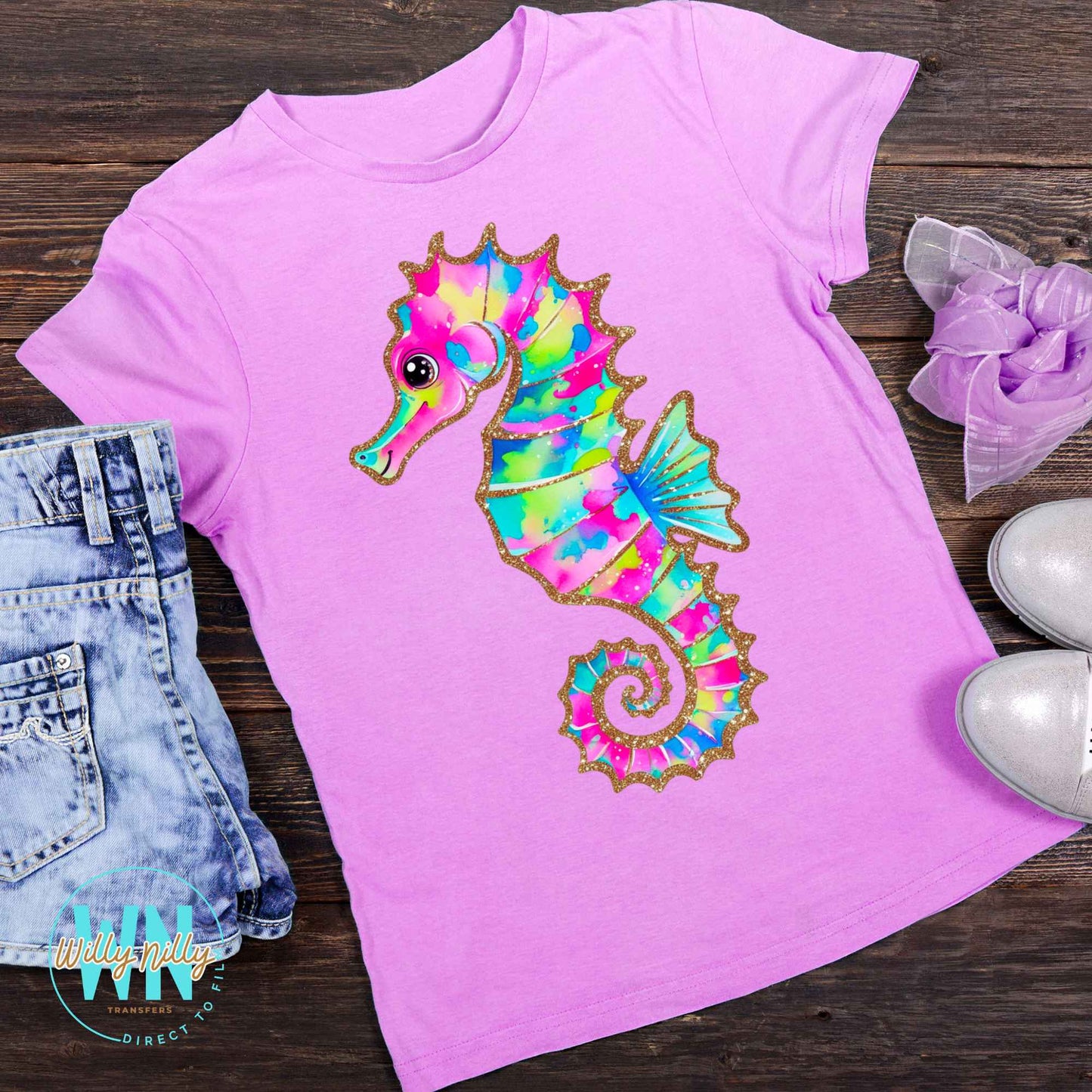 Pink Seahorse-Ready to Press DTF Transfer