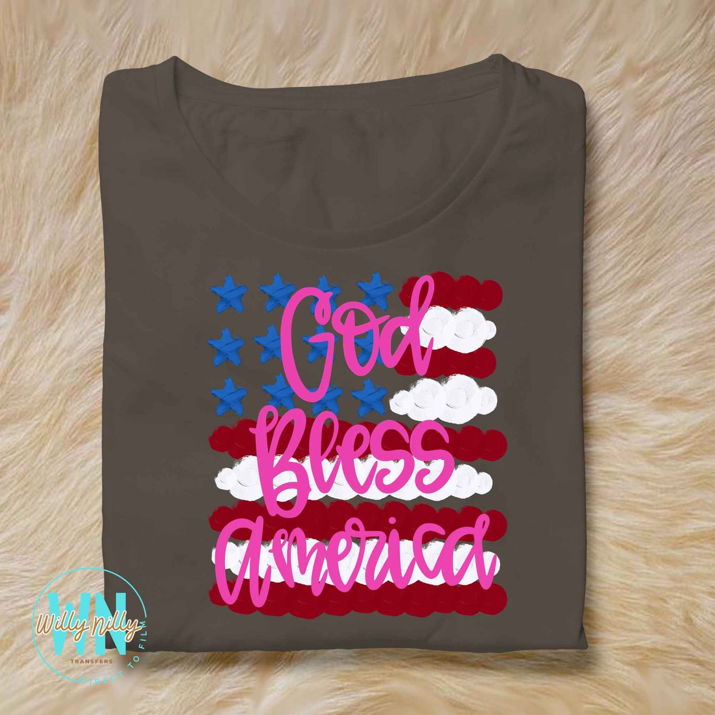 God Bless America (pink font)-Ready to Press DTF Transfer