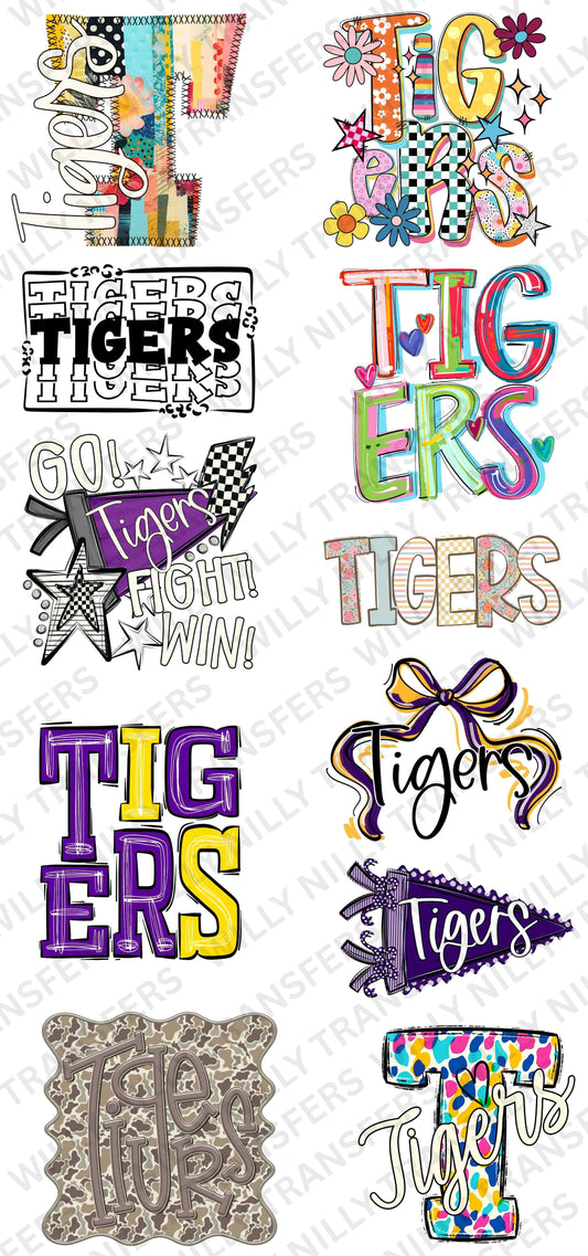 Premade 22x48 (Youth) School Spirit TIGERS (purple)