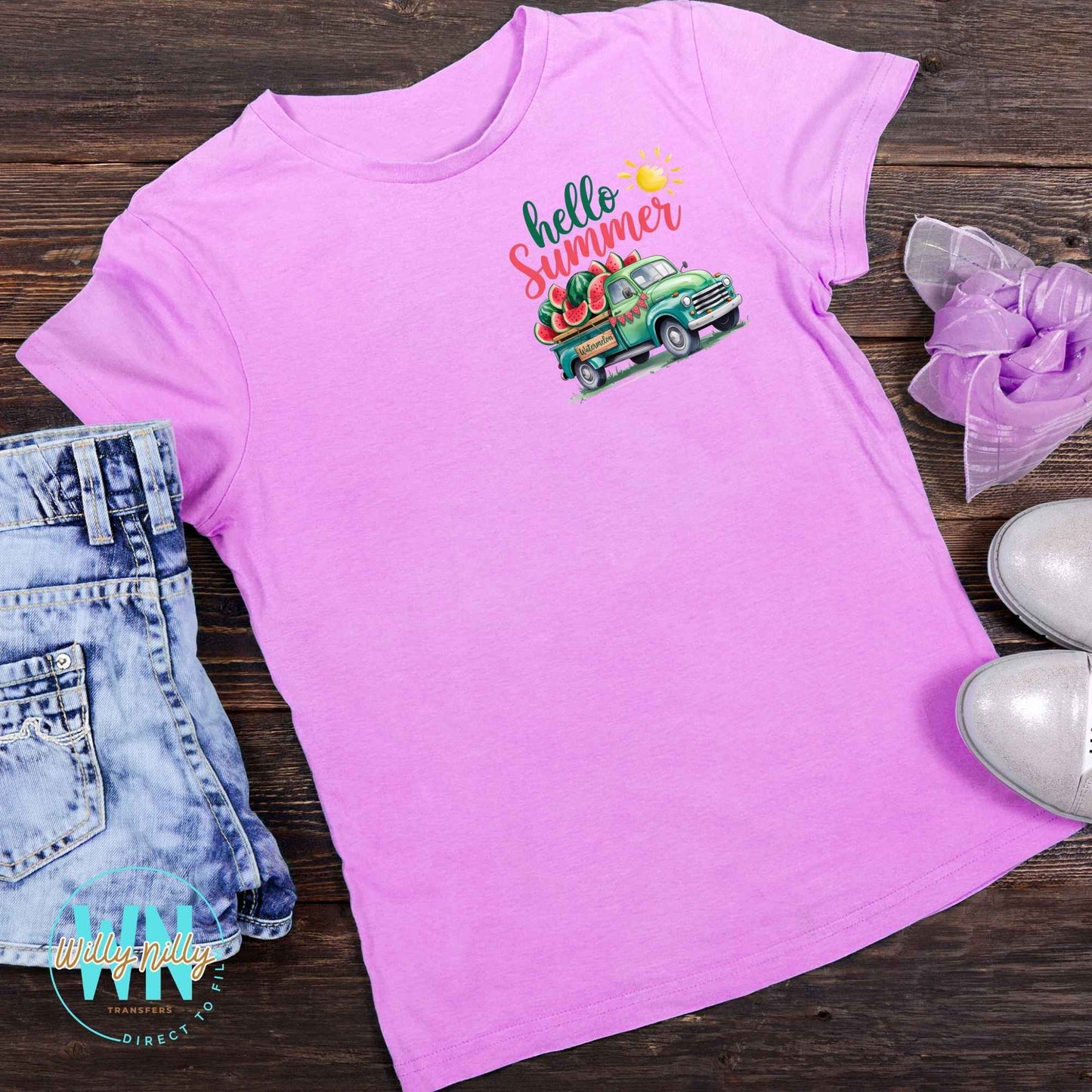 Hello Summer (watermelon truck)-Ready to Press DTF Transfer