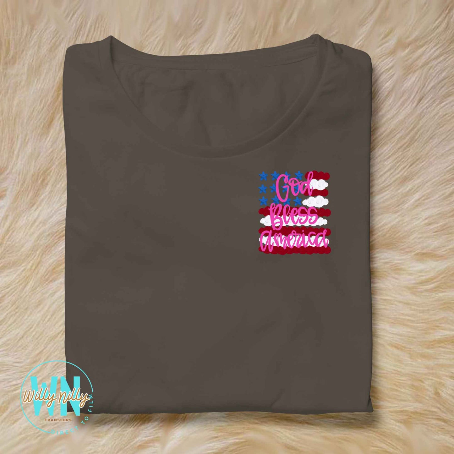 God Bless America (pink font)-Ready to Press DTF Transfer