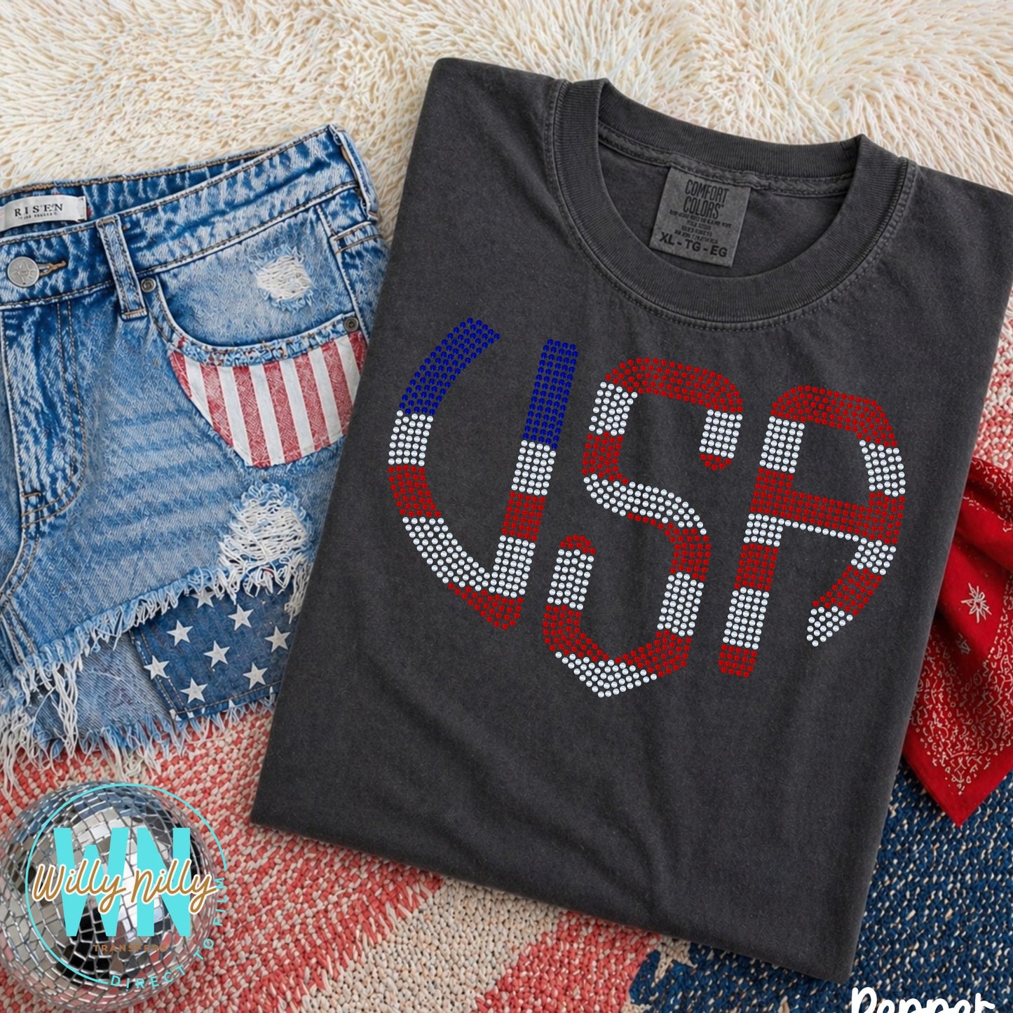 USA-Ready to Press Spangle Transfer