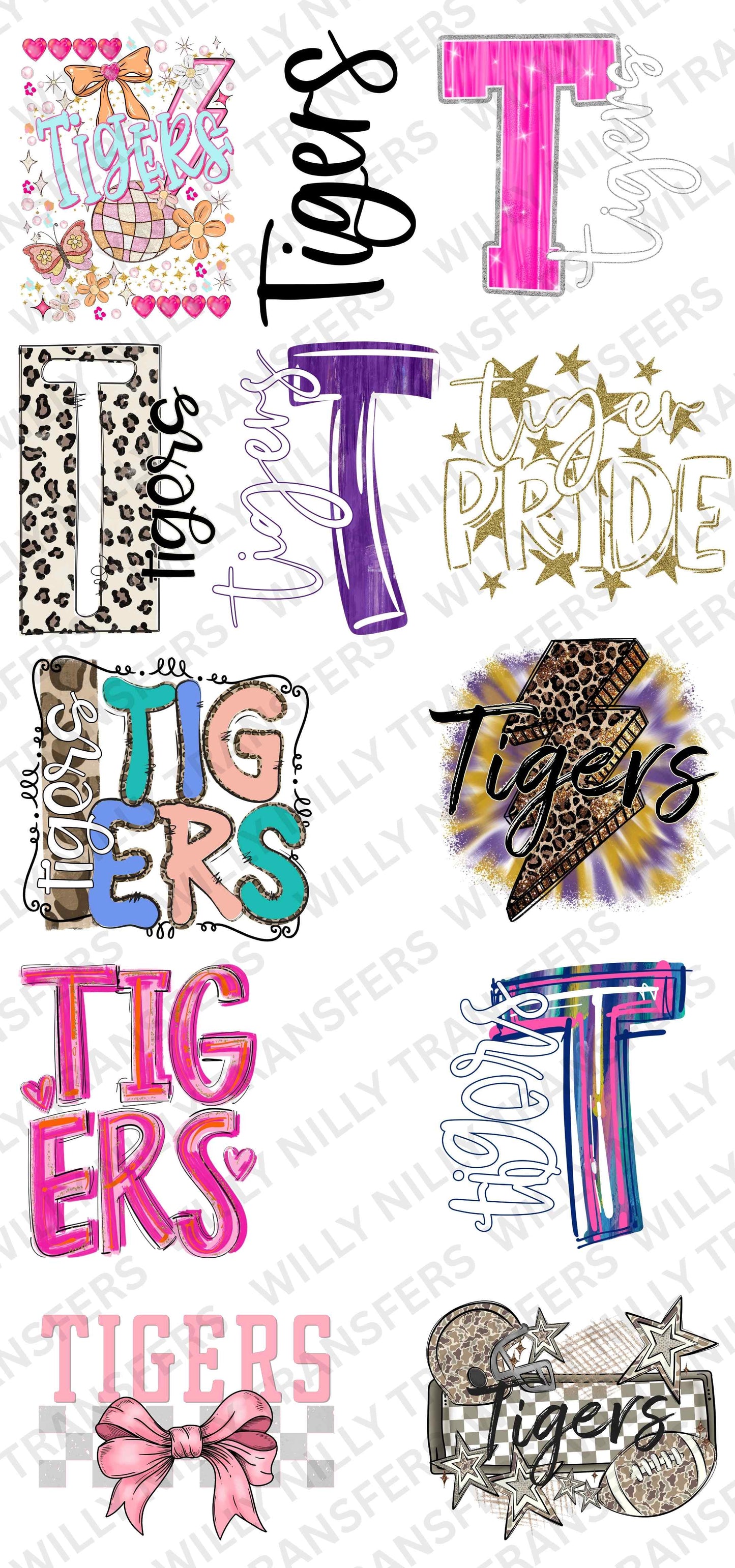 Premade 22x48 (Youth) School Spirit TIGERS (purple)