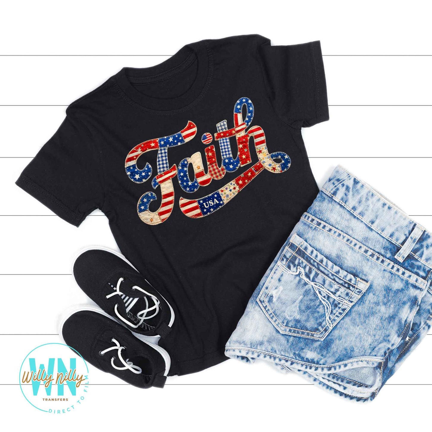 Faith (red white and blue)-Ready to Press DTF Transfer