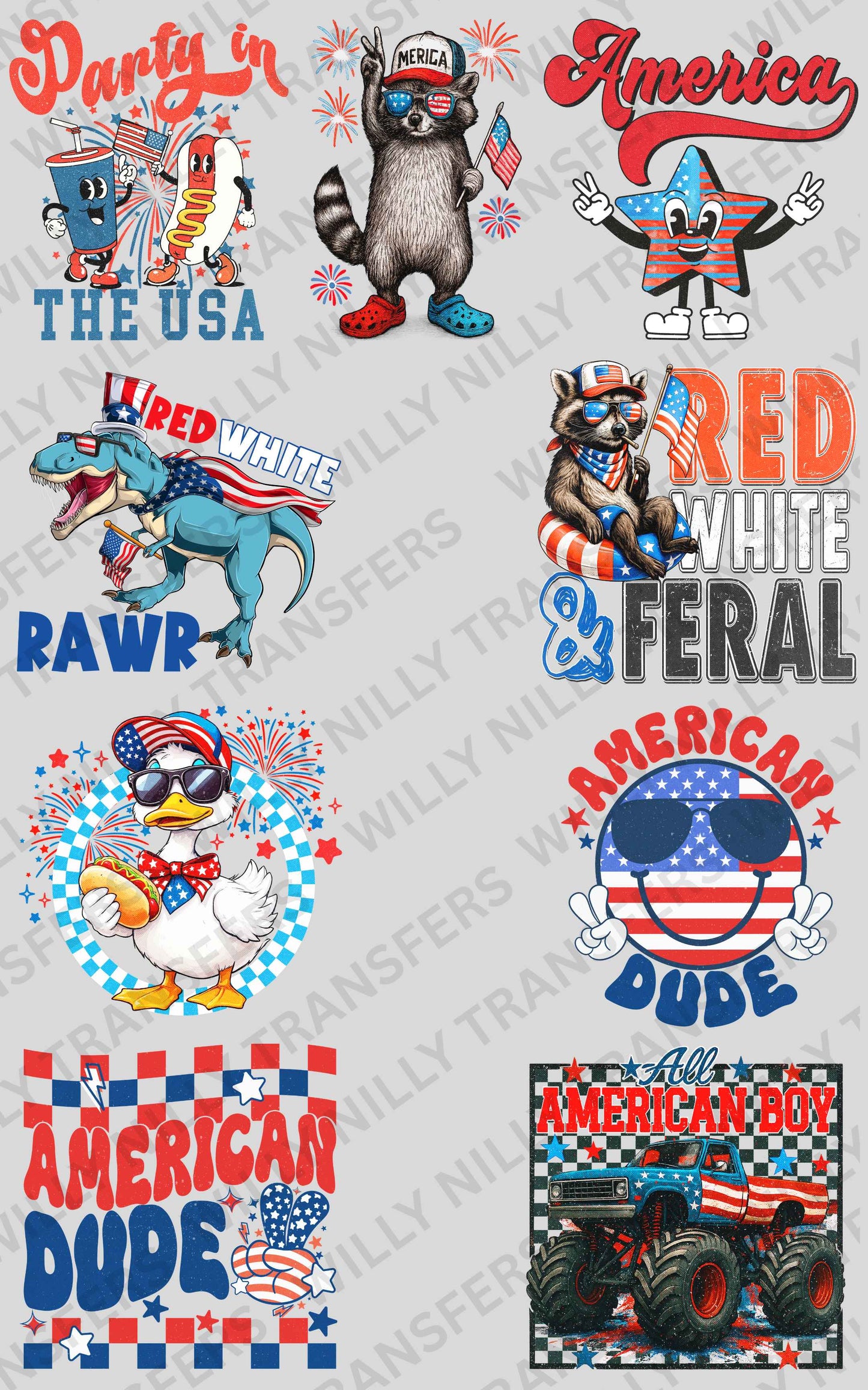 Premade Gang Sheet-Red White & Feral (Youth)