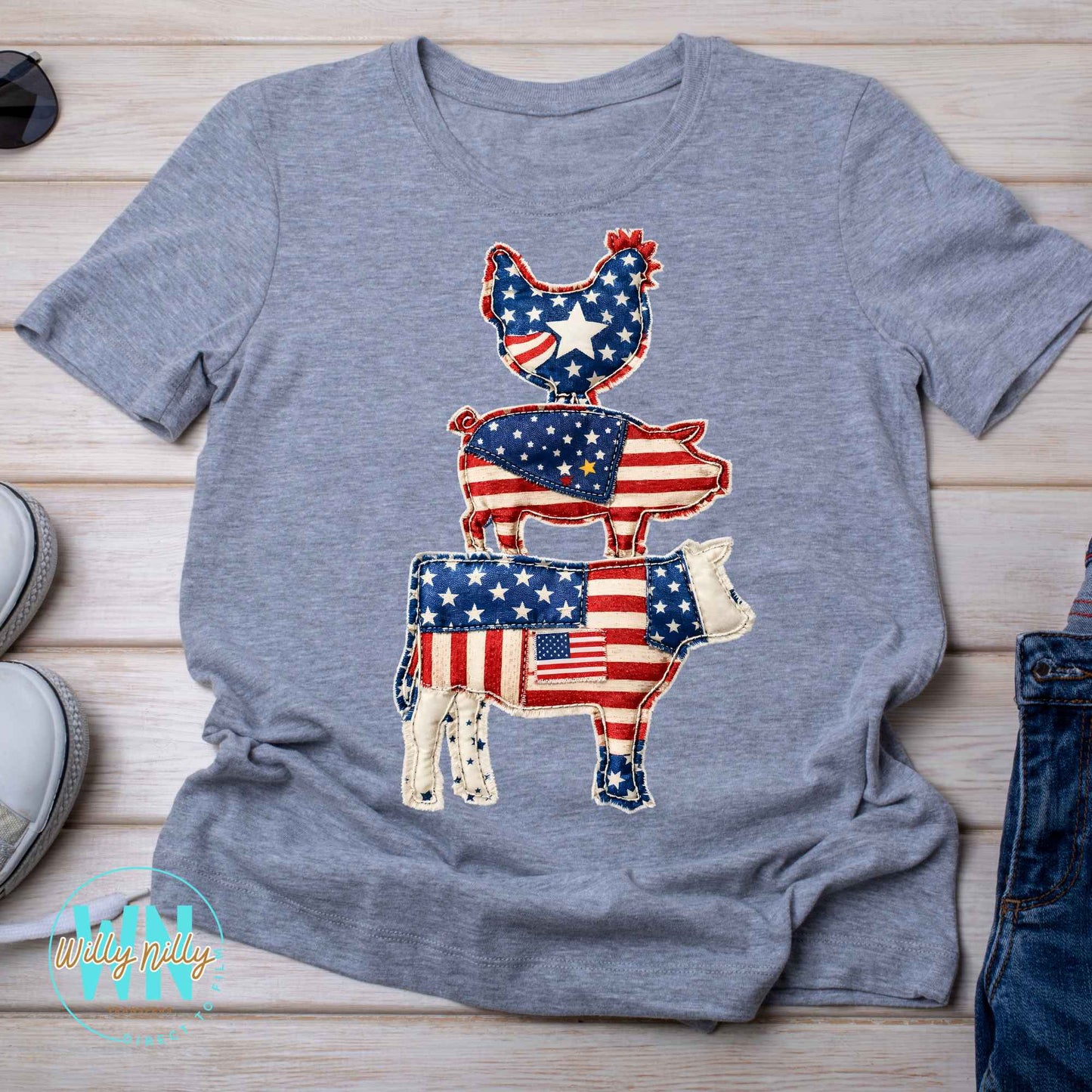 Patriotic Cow Pig and Chicken-Ready to Press DTF Transfer