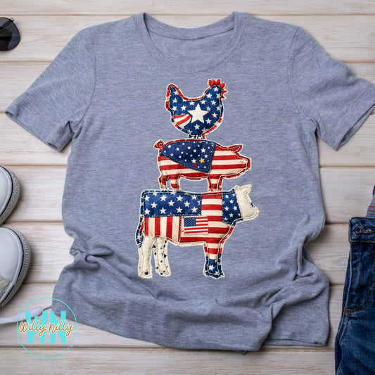 Patriotic Cow Pig and Chicken-Ready to Press DTF Transfer
