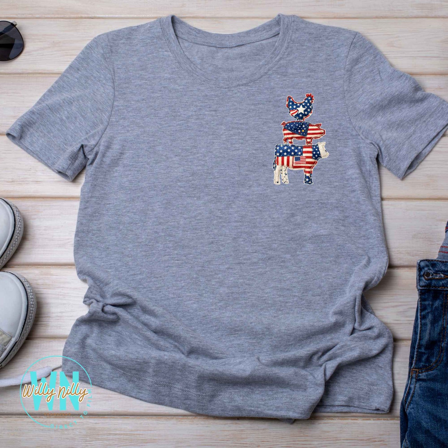 Patriotic Cow Pig and Chicken-Ready to Press DTF Transfer