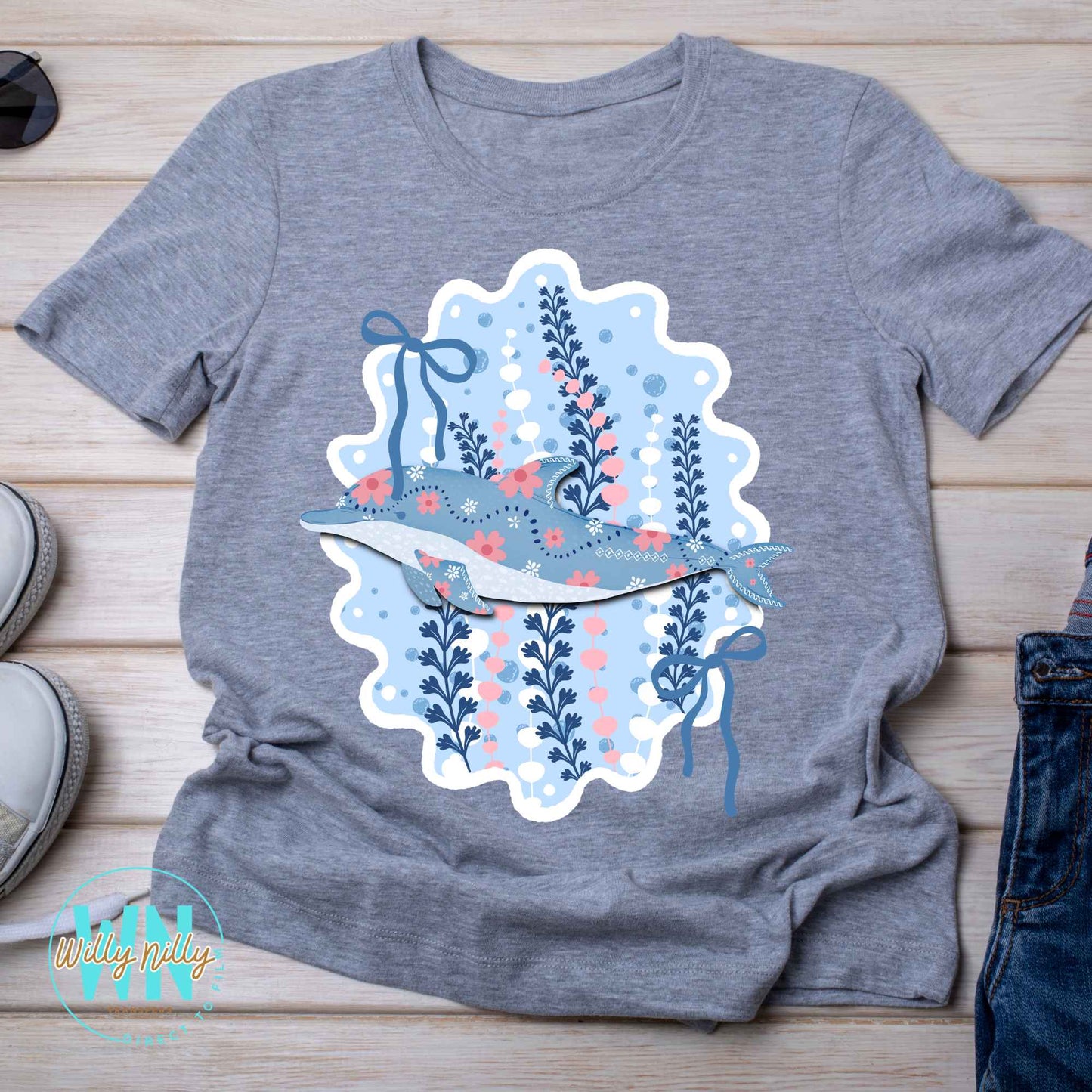Floral Dolphin-Ready to Press DTF Transfer