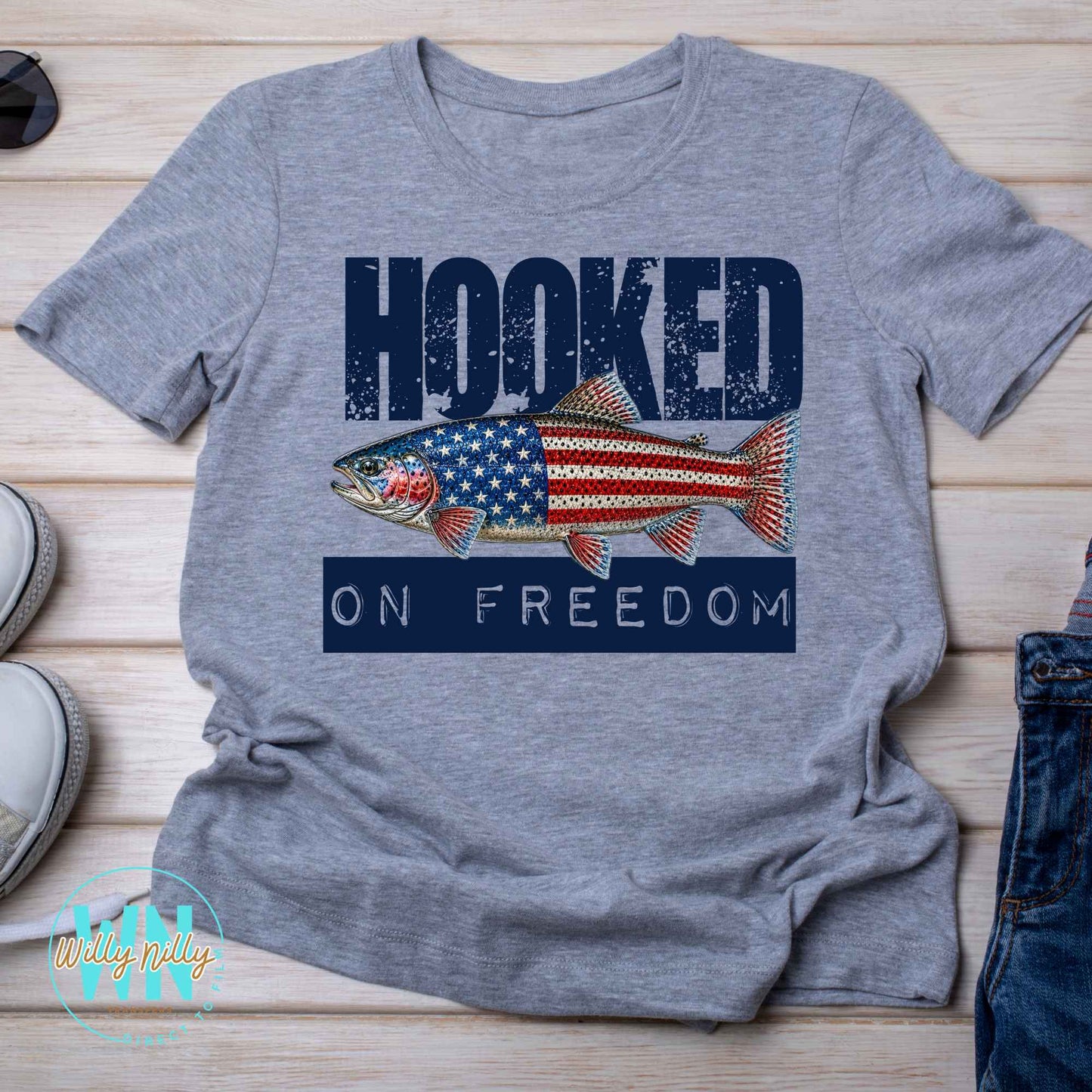 Hooked on Freedom (trout)-Ready to Press DTF Transfer