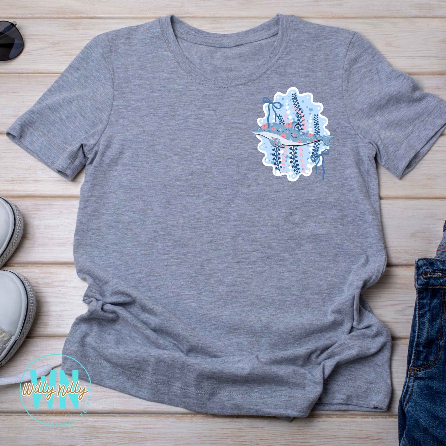 Floral Dolphin-Ready to Press DTF Transfer