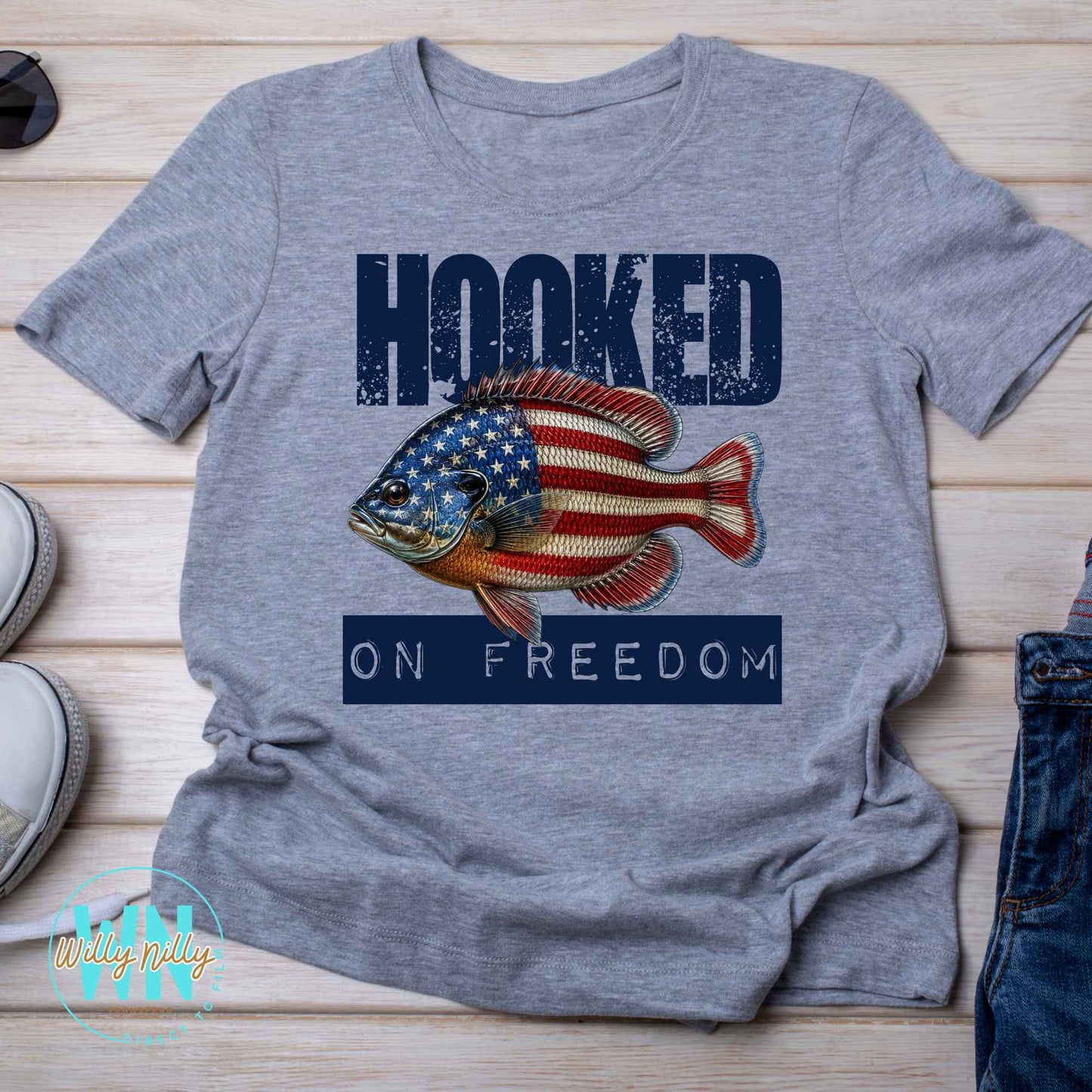 Hooked on Freedom (bluegill)-Ready to Press DTF Transfer