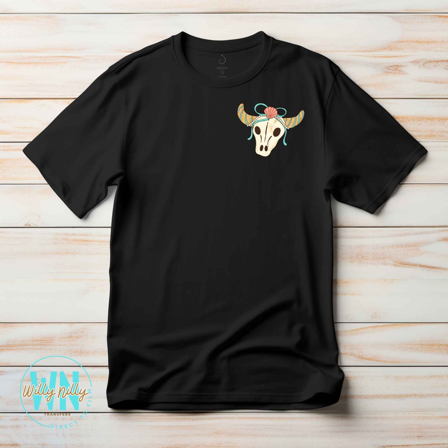Coastal Charm Cow Skull-Ready to Press DTF Transfer