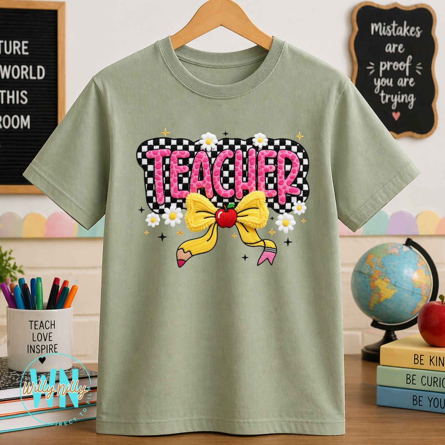 Teacher (with apple and bow)-Ready to Press DTF Transfer
