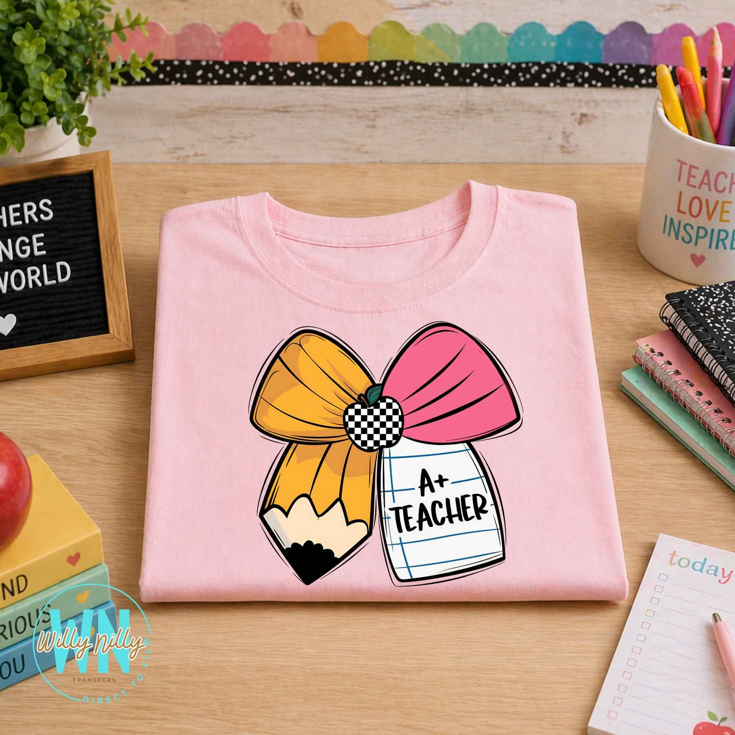 Pencil Bow (teacher)-Ready to Press DTF Transfer