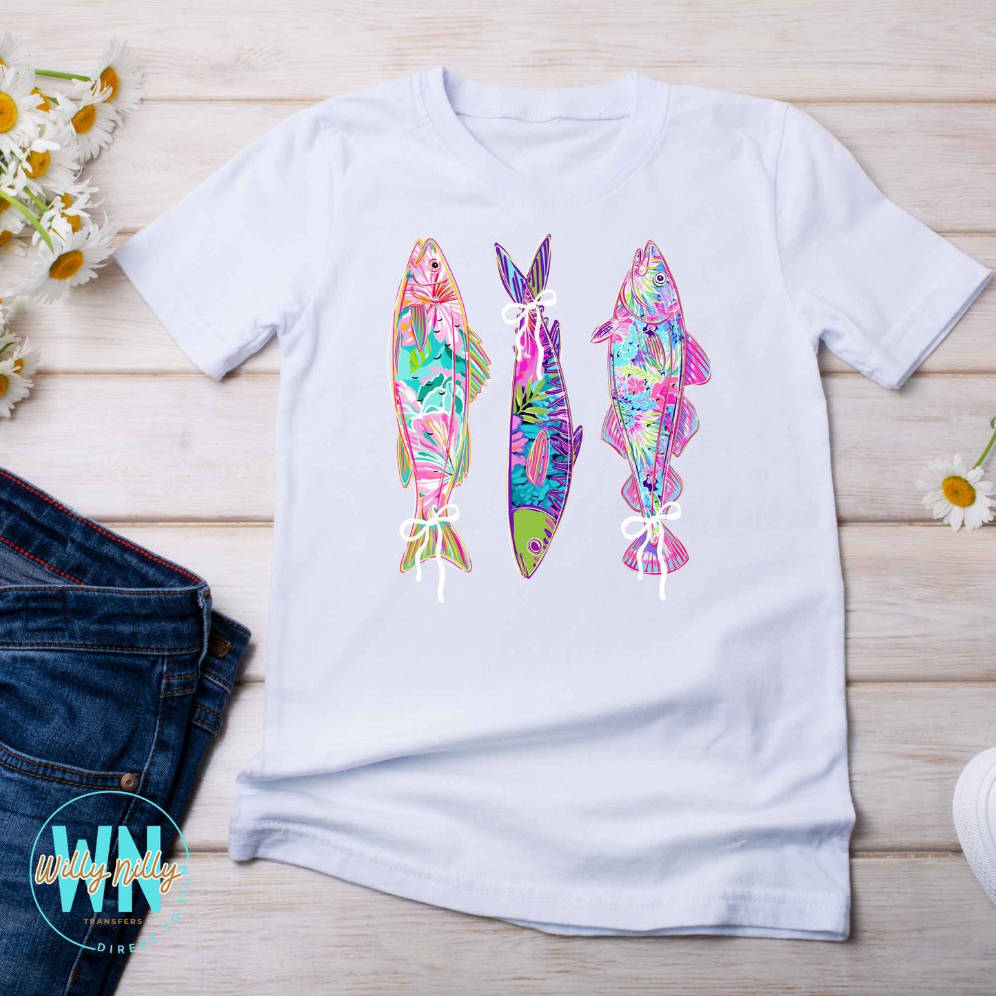 Tropical Fish with Bows-Ready to Press DTF Transfer
