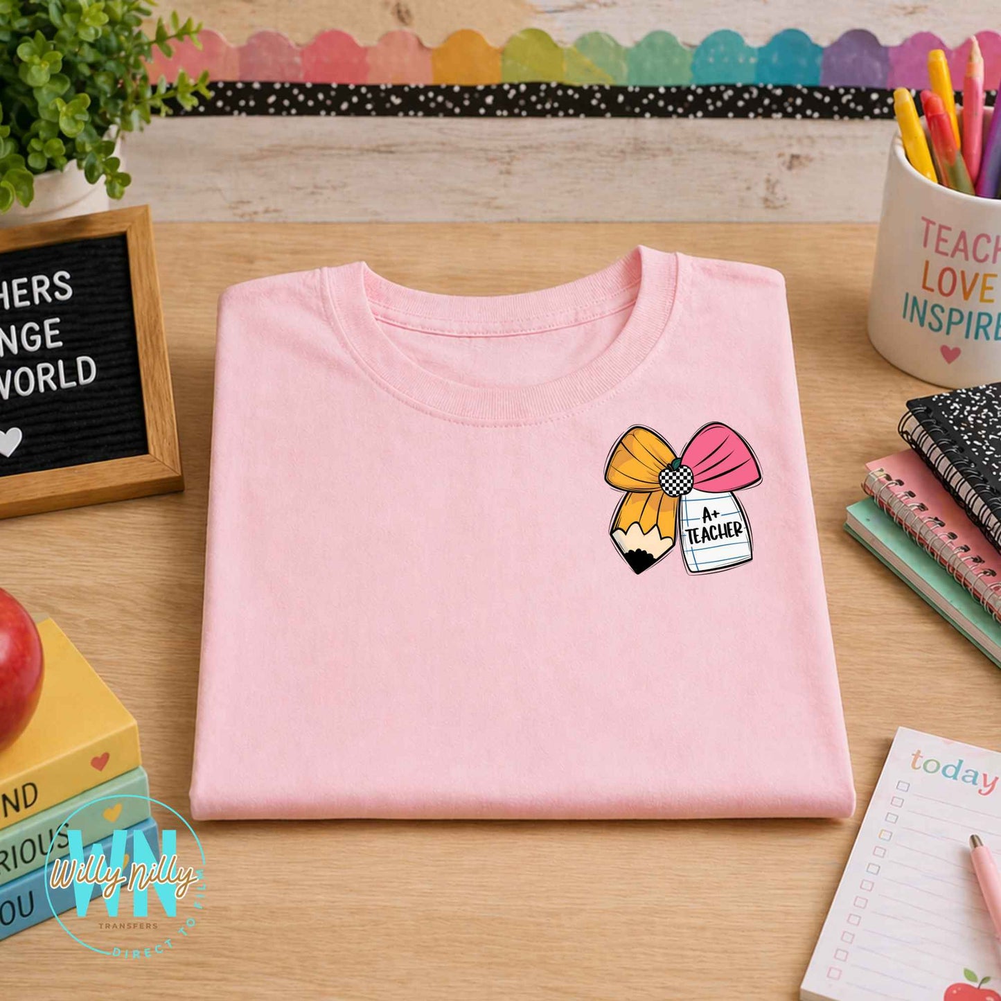 Pencil Bow (teacher)-Ready to Press DTF Transfer