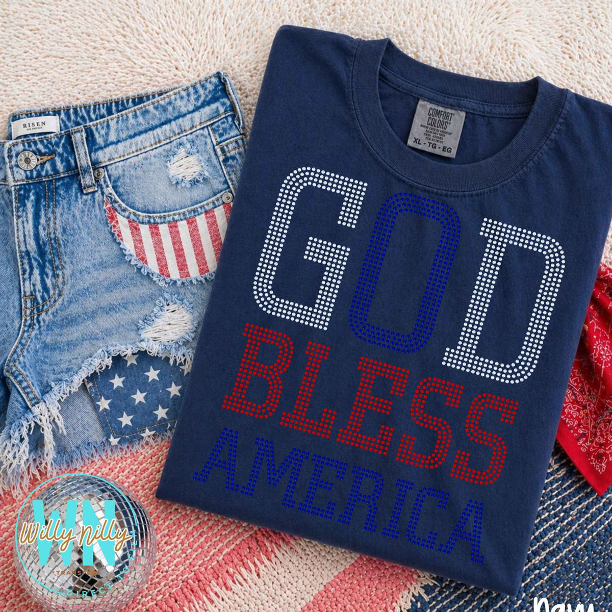 God Bless America-Ready to Press Spangle Transfer