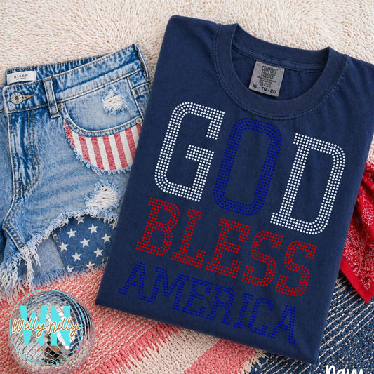 God Bless America-Ready to Press Spangle Transfer
