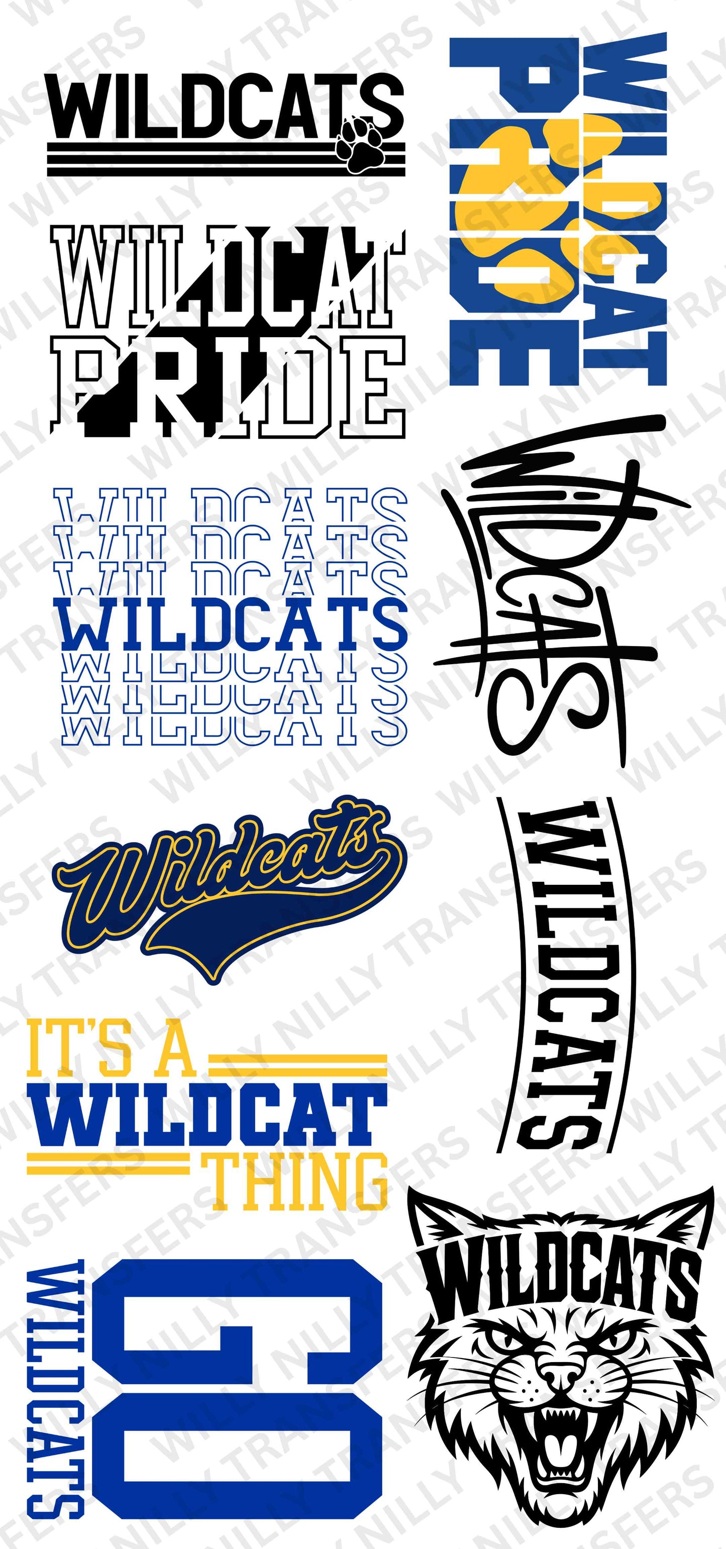 Premade DTF Gang Sheet-WILDCATS Spirit (Adult)