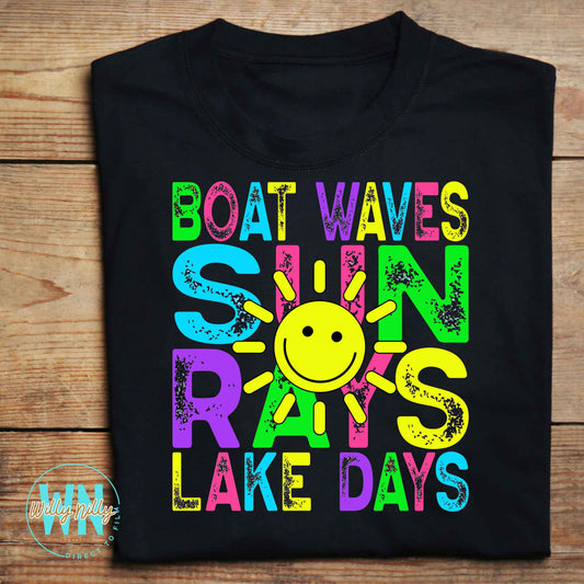 Boat Waves Sun Rays Lake Days-Ready to Press DTF Transfer